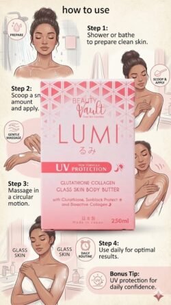 LUMI UV Protection lugm Glutathione Collagen Glass Skin Body Butter 250ml