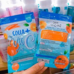 Colla + Vit C Plus (Vitamin C) COLLAGEN Ascorbic Dietary Supplement 60 WHITENING Capsules Made In THAILAND af fa
