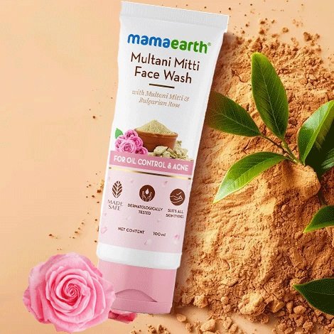 04cad9fe349650dde7c7f7014710a85e.jpg MAMAEARTH mm7 Multani Mitti Face Wash with Multani Mitti & Bulgarian Rose for Oil Control & Acne - 100 ml