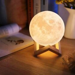 15 cm 3D Moon Touch Sensor Lamp Mlp with Wooden Stand Bedroom Decoration Light Night Lamp Multicolor Birthday Gifts for Boys Girls Friends Lover