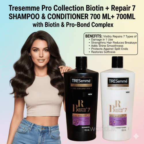 0e98419d702f5157ac73d866cd4727f4.png Tresemme Pro Collection TBRS Biotin + Repair 7 SHAMPOO & CONDITIONER 700 ML+ 700ML with Biotin & Pro-Bond Complex