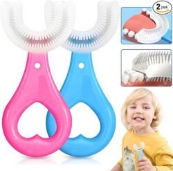CIBZ U Shaped (uskt) Toothbrush for Kids Manual WHITENING Toothbrush Silicone Brush Head for Kids Children Infant Toothbrush for 2-6 Years Mouth-Cleaning