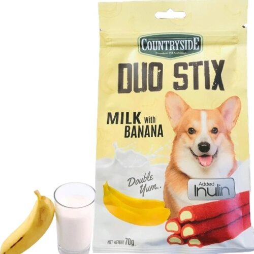 19e92a77805e74954a549590ca7206a8.jpg COUNTRYSIDE agb Duo Stix, 70g All Dog Breeds (Milk with Banana)