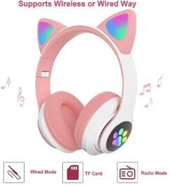LED Lights Glowing Wow Cool 5.0 Cat Ear Headset (cep) Headphones Wireless ST-23M