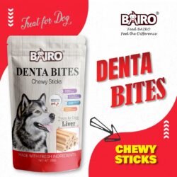 Bairo cwy Denta Bites Liver Chewy Sticks Treats for Dogs 125g