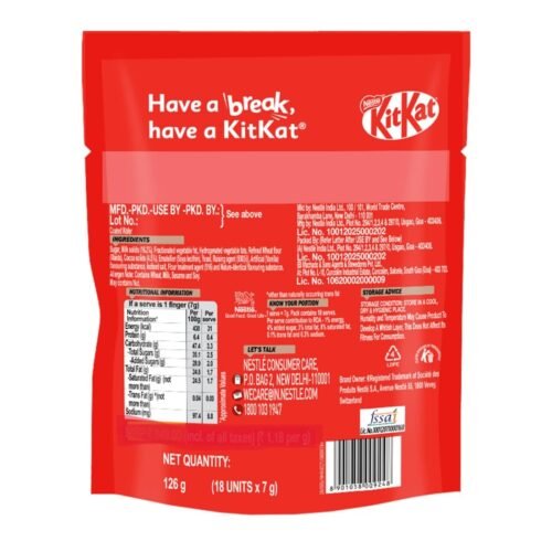 1e5d8146adc6fd4c29fa5a3c06716529.jpg Nestle fb7 KitKat Minis, Chocolate Coated Wafer Bar, (18 Units x one finger 7g) 126g