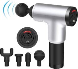 Full Set of Rechargeable Vibration Power Fascial Body FG Massage Gun kit with 4 Massage Heads Facial Massager for Recovery Muscle, Relaxing, Pain Relief