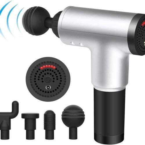 Full Set of Rechargeable Vibration Power Fascial Body FG Massage Gun kit with 4 Massage Heads Facial Massager for Recovery Muscle, Relaxing, Pain Relief