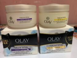 Natural WHITE Fairness Olay Night WHITENING CREAM 50g And Olay Day CREAM SPF, 50g 50g X 2 (2 in 1pack) odnc