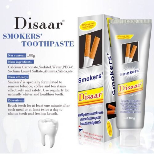 2e329abd5fab6284af5a934c39445dd8.jpg 100% Original (dstp) Disaar Smoker's Toothpaste 60% Stain Removal Teeth WHITENING Mint Fresh Tooth Paste (100g)