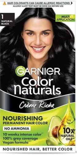 GARNIER 1bvc Colour Naturals Creme hair color, Shade 1 Natural Black, 35ml + 30g from INDIA