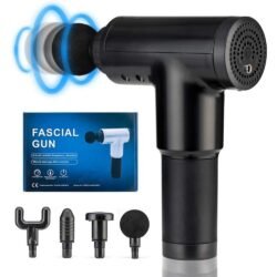 Full Set of Rechargeable Vibration Power Fascial Body FG Massage Gun kit with 4 Massage Heads Facial Massager for Recovery Muscle, Relaxing, Pain Relief