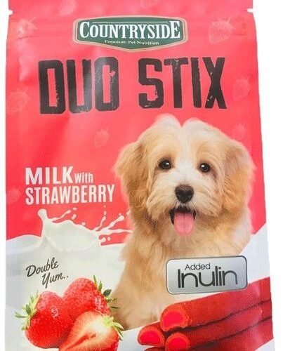 3b6d544fbc4e1e8e33d08623553d0fd6.jpg Countryside cmm Duo Stix All Dog Breeds Milk with Strawberry, 70g
