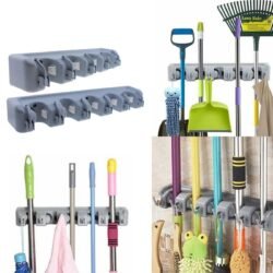 Rack Mop and Broom Holder Wall Housekeeper Wall Mounted Mop Organizer Holder Brush Broom Hanger Garden Tool Garage Organizer