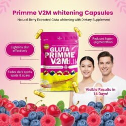Gluta Primme V2M Whiiteening Capsules Natural Berry Extracted  with Dietary Supplement Products Made In Thailand