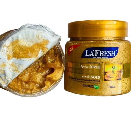 LA FRESH Face & Body Gold Scrub lfbg With Vitamin E 500 Ml for Gold Facial for a Lighter, Softer, Healthier-Looking Skin