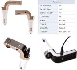 CARG7 Bluetooth Car Charger T Flash USB Direct Connect FM TRANSMITTER / MODULATOR, MP3 Player Digital Display Hands Free Calling Kit Bluetooth answer, hang up, reject, and redial calls and other functions