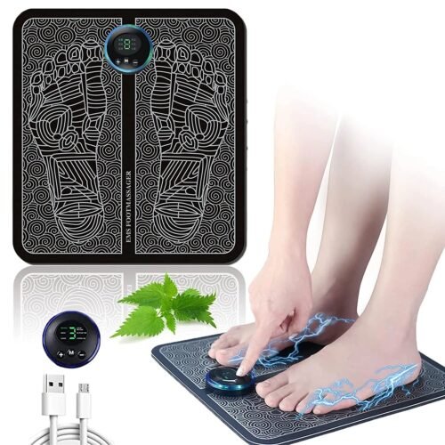 EMS Foot Massager Electric (fmp) Foot Massage Pad Feet Muscle Stimulator Massager Foot Massager Pad Relax Feet for Home and Office Use Portable Electric Massage Pad USB Rechargeable