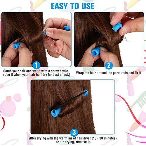 Hair Perm Rollers Perm phcr Rods Curlers Blue and Grey 12 pcs