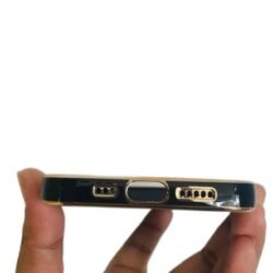 Apple iPhone 13 (ipbc) Luxury Gold Electroplated with Camera Lens Protection Shockproof Soft TPU with Logo Cut Back Cover Case (BLACK)