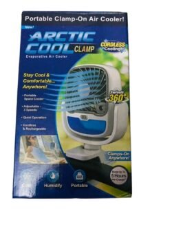 Arctic Cool Clamp [accr] Portable Fan, USB Rechargeable Fan 3 Speed Small Fan, Great Stroller Fan, Travel or Desk Fan, Cordless Personal Evaporative Air Cooler, Universal Clamp for Indoor & Outdoor Use, 360 Degree Head Swivel