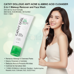 5645b111666b14fa5a4b46e9013a5f5d.png Cathy Doll Duo Anti Acne CDAA Micellar and Amino Acid Cleanser, 2-in-1 Makeup Remover & Face Wash, 30% Amino Acid Formula, Anti-Acne, Anti-Wrinkle, Oil Control, 50ml + 50ml