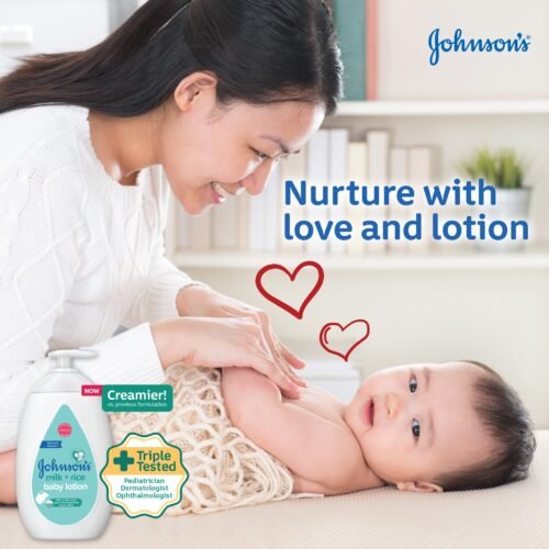 Ph Balanced JOHNSON's BABY Natural Milk + Rice 500 ML Lotion Help Keep Babies Skin Nourished moisturize