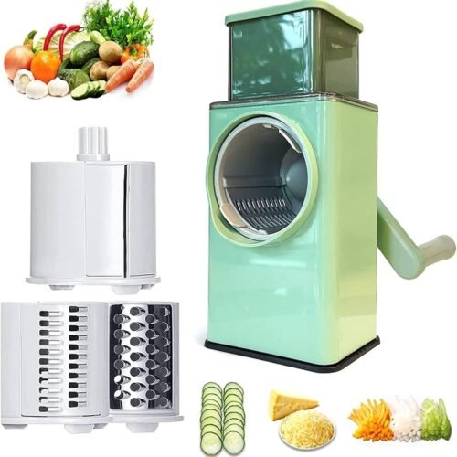 5aebd43464ad7d46ee616b1599c50738.jpg Stainless Steel Panel Vegetable Cutter vcss Rotary Cheese Graters Multifunctional Chopper Fruit Kitchen Tool with 7 Stainless Steel Drum Blades for Vegetables