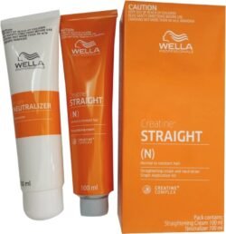 WELLA Professionals wnsc Creatine Straight (N) for Normal to Resistant Hair Straightening CREAM and Neutralizer Single Application Kit 200 ml