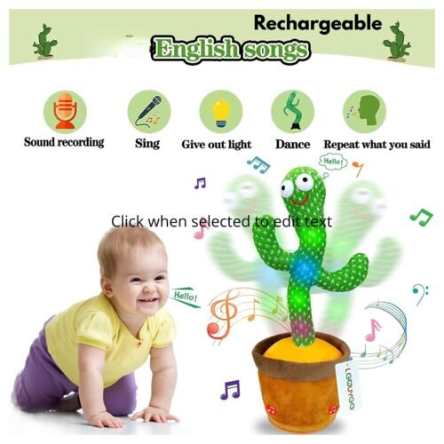 Large RECHARGEABLE Cactus Plush Dancing Toy Tree Singing (dtsc) Talking with Electric 120 Songs Dance and Twist Luminous Recording Learning to Speak Lighting Tongue