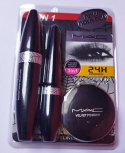 Made In CANADA MAC® 24H WATERPROOF Washable Mascara 3 in 1 Make up Kit with VELEVET Powder 6a Fa