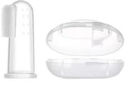 BABY Finger Toothbrush with Case (bftb) Soft Transparent Silicon BABY Finger Brush, For Tooth Cleaning