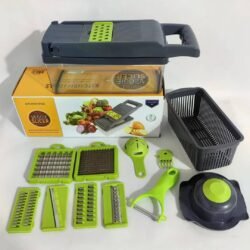 Original MANDOLIN 16-In-1 Veggie Slicer with Big Container Spiralizer Mssv Multifunctional Nicer Dicer Handle Food Grate Chopper Vegetable Cut Kitchen Household Essentials Gadgets Items