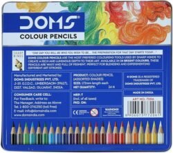 6db59daee953d9a30ad1ab2f10551d86.jpg Doms 4gb Soft Core Steel Box Colour Pencil Set for Kids, Standard 24 Shades Multicolour