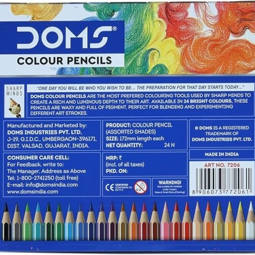 6db59daee953d9a30ad1ab2f10551d86.jpg Doms 4gb Soft Core Steel Box Colour Pencil Set for Kids, Standard 24 Shades Multicolour
