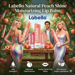 Labello Natural Peach Shine Lip Balm Labe Moisturizing Lip Care 4.8g Made in Germany