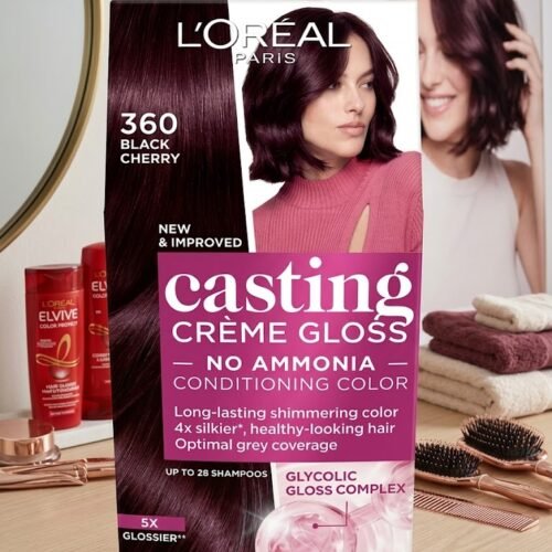 7978adc21ff87cd1cef59de47a49a89b.jpg 360 Black Cherry Salon Pack L'Oreal Paris Casting Creme Gloss Hair Colour, 60g+ 60ml + 40g ( code 360BC )