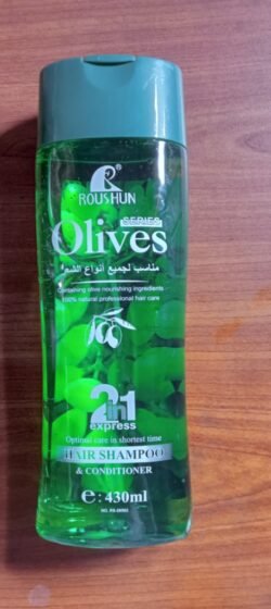 430 ML (LARGE SIZE ) Roushun 2 in 1 Olive Hair Shampoo with Conditioner Rosc for Reduce the forming of dandruff