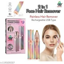 USB Rechargeable 2 in 1 Electric Eyebrow Trimmer, Facial Hair Remover Makeup Painless Mini Shaver Razors Portable (U2EE)