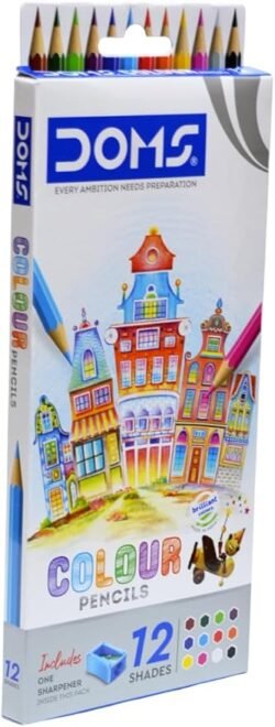 Doms 12 Colour dcps Pencils with free Sharpener