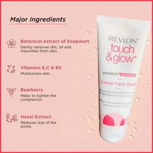 87ff083adcbfac8afc91ef2c343a8c88.jpg REVLON rv01 Touch & Glow Advanced Radiance Crème Face Wash 100gm