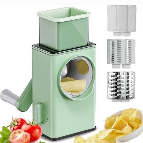Vegetable Cutter vcss Rotary Cheese Graters Multifunctional Chopper Fruit Kitchen Tool with 7 Stainless Steel Drum Blades for Vegetables