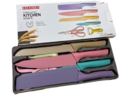 Colorful Kitchen Knives Set of 6 PCS (cks6) Cute Fruit Knife Set with Gift Box, High Carbon Steel Kitchen Knife Set without Block, Environmental Wheat Straw Material Handle, Sharp Professional Chef Knife