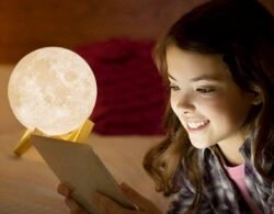 15 cm 3D Moon Touch Sensor Lamp Mlp with Wooden Stand Bedroom Decoration Light Night Lamp Multicolor Birthday Gifts for Boys Girls Friends Lover
