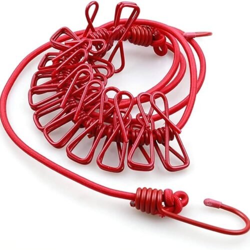 Elastic (ehpc) Hanging for 12 Clips Clothes Travel Home Outdoor Multicolor Multi-Functional Hooks Portable Clothesline Hook
