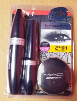 Made In CANADA MAC® 24H WATERPROOF Washable Mascara 3 in 1 Make up Kit with VELEVET Powder 6a Fa