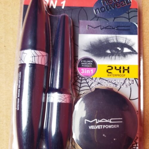 9934ddf6e52e16feb98e74055b46c306.jpg Made In CANADA MAC® 24H WATERPROOF Washable Mascara 3 in 1 Make up Kit with VELEVET Powder 6a Fa