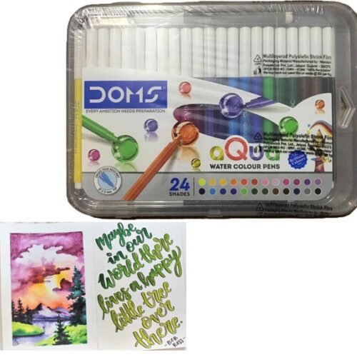 9f9236df4b2aaf638092c8e9fb6b5bc0.jpg Doms dem4 Aqua 24 Shades Watercolour Sketch Pen Set Colorful Sketching, Doodling & Mandala Art Made in India