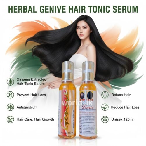 HERBAL GENIVE HAIR TONIC SERUM Ginseng Extracted , Ghos Prevent Hair Loss, Antidandruff, Hair Care, Hair Growth, Reduce Hair Loss for Unisex 120ml