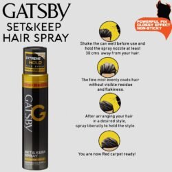 GATSBY Set & Keep Hair Spray - Extreme Hold 250ml |170g  Quick Drying, Long Lasting Hold, No Flaking & Natural Shine gskh